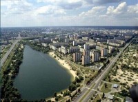 Киев - Киев.  Вид на массив Оболонь с воздуха.