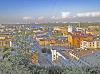 Киев - 2005 год (22.07.2005). Украина. Киев. Замковая гора. Вид на Андреевский спуск.