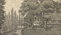 Трускавец - Трускавець.  Стара  церква на давній літографії в 1854 р. Alex Titz/