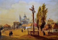 Почаев - Почаїв.  Вид на Лавру Успіння Богородиці.Автор Тарас Шевченко.