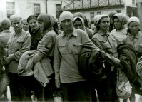  - Советские женщины - солдаты, попавшие в плен под Симферополем, в лагере