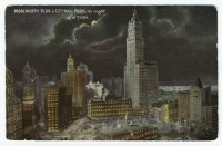 Нью-Йорк - Вулворт Билдинг и Сити Холл Парк в лунном свете, 1911-1915