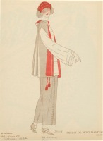 Ретро мода - Серый с красным костюм и шляпа с вуалью