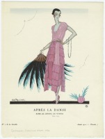 Ретро мода - Розовое вечернее платье и веер из перьев