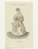 Ретро мода - Голландский костюм. Женщина в белом платье и жёлтой накидке