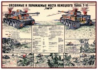 Плакаты - Уязвимые и поражаемые места немецкого танка Т-VI Тигр