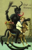 Ретро открытки - Старинная открытка с изображением Крампуса