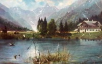 Ретро открытки - Горное озеро