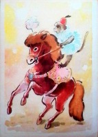 Ретро открытки - Пони Чарли и обезьянка Люлька