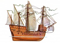 Ретро открытки - Английский корабль 