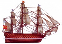 Ретро открытки - Испанский линейный корабль 