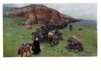 Ретро открытки - М.Б.Греков. На походе.Первая конная.1927 г.