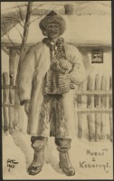 Ретро открытки - Українське вбрання. Гуцул з Коломиї. 1926 рік.