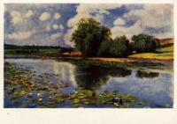 Ретро открытки - Купавы на пруду