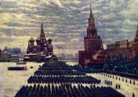 Ретро открытки - Парад на Красной площади в Москве 7 ноября 1941 г.