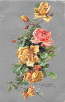 Ретро открытки - Букет жёлтых роз