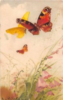 Ретро открытки - Бабочки и колокольчики