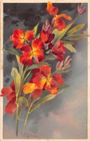 Ретро открытки - Букет оранжевых цветов