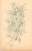 Ретро открытки - Лунные ромашки и ветка ягод  шиповника