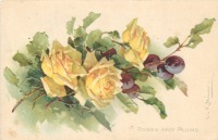 Ретро открытки - Розы и сливы