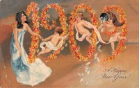 Ретро открытки - С Новым 1909 Годом. Ангел и путти