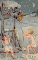 Ретро открытки - С Новым Годом. Ангелы и колокольный звон