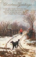Ретро открытки - С Рождеством и Новым Годом. Прогулка по зимней дороге