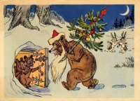 Ретро открытки - Мишка - Дед Мороз