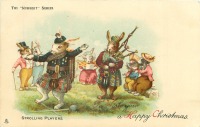 Ретро открытки - С Рождеством. Кролики-музыканты