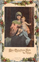 Ретро открытки - С Рождеством. Дева Мария с младенцем Иисусом