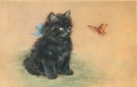 Ретро открытки - Черный Самбо и бабочка