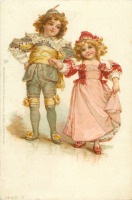 Ретро открытки - Старинный танец. Дети в исторических костюмах