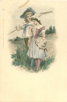 Ретро открытки - Романтическая пара. Летние заботы