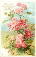 Ретро открытки - Японские розы в День Рождения