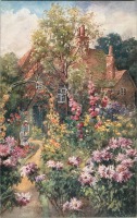 Ретро открытки - Английская усадьба и цветущий сад