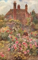 Ретро открытки - Розовый сад в английской усадьбе