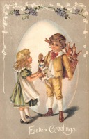 Ретро открытки - Счастливой Пасхи. Дети и пасхальные кролики