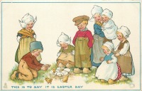 Ретро открытки - Дети, пасхальные яйца и цыплята
