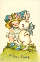Ретро открытки - Радостная Пасха и танцующий кролик