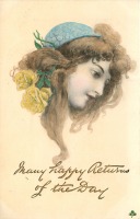 Ретро открытки - Модерн. Девушка в шляпе с розами