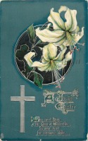Ретро открытки - Белые лилии и пасхальный крест.