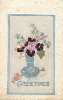 Ретро открытки - Натюрморт Букет цветов в голубой вазе