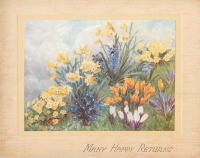 Ретро открытки - Крокусы, примулы и гиацинты в пейзаже