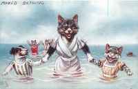 Ретро открытки - Кошка с котятами и щенок. Кошки и собаки