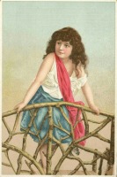 Ретро открытки - Девочка на мосту