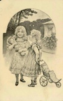 Ретро открытки - Девочки с куклой