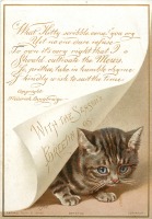 Ретро открытки - Поздравления сезона. Котёнок и стихи