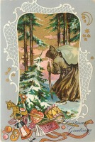 Ретро открытки - Дед Мороз и игрушки