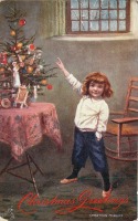 Ретро открытки - Мальчик и Рождественская ёлка
