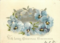 Ретро открытки - С любовью Рождественские пожелания. Анютины глазки